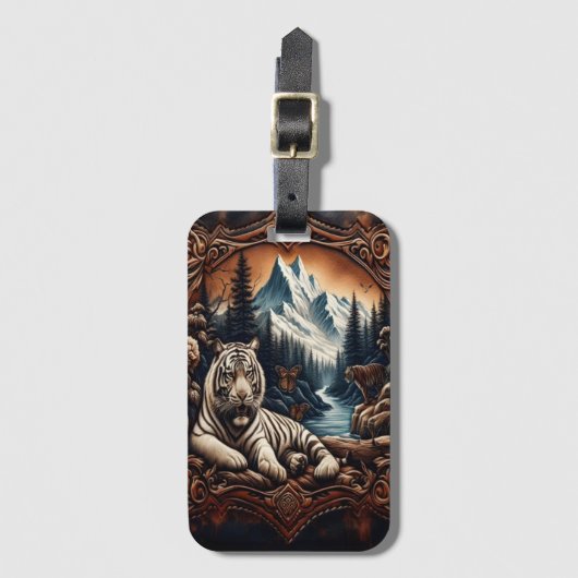 Witte Tijger Sereniteit Bagagelabel (Voorkant (verticaal))