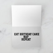 WITTE TIJGER SLAPEN, TAART ETEN, VERJAARDAGSKAART KAART (Binnen)