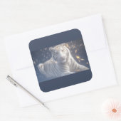 Witte Tijger Starlight Vierkante Sticker (Envelop)