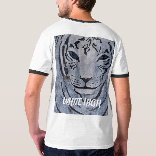 WITTE TIJGER T-SHIRT VAN PAULA REILLY. (Achterkant volledig)