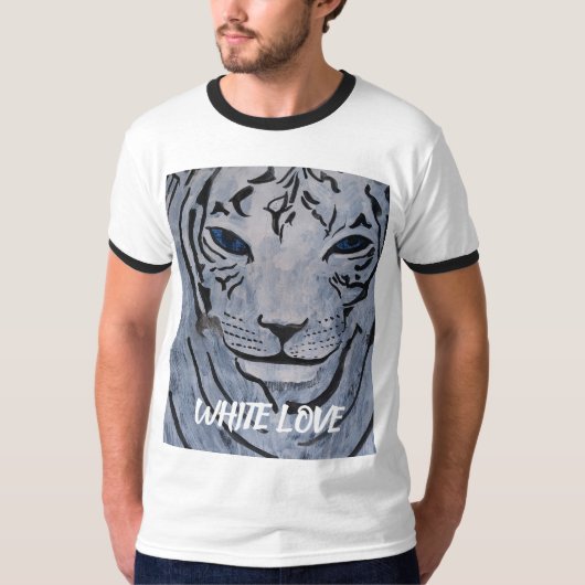 WITTE TIJGER T-SHIRT VAN PAULA REILLY. (Voorkant)