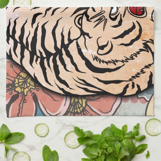 Witte tijger theedoek (Gevouwen)