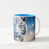 Witte tijger tweekleurige koffiemok (Voorkant rechts)