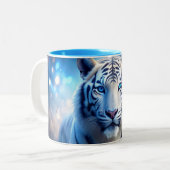 Witte tijger tweekleurige koffiemok (Voorkant links)