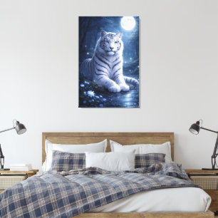 Witte Tijger van de Bescherming – Stille Kracht en Canvas Afdruk