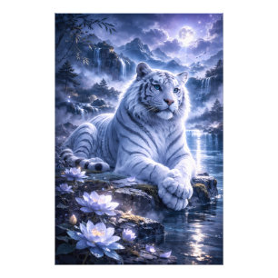 Witte Tijger van de Bescherming – Stille Kracht en Foto Afdruk