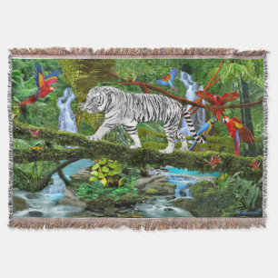 WITTE TIJGER VAN DE MYSTICKE JUNGLE DEKEN
