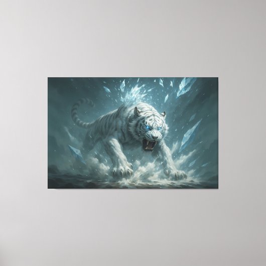 Witte Tijger van de Vorst – Keizer van het Bevrore Canvas Afdruk (Voorkant)