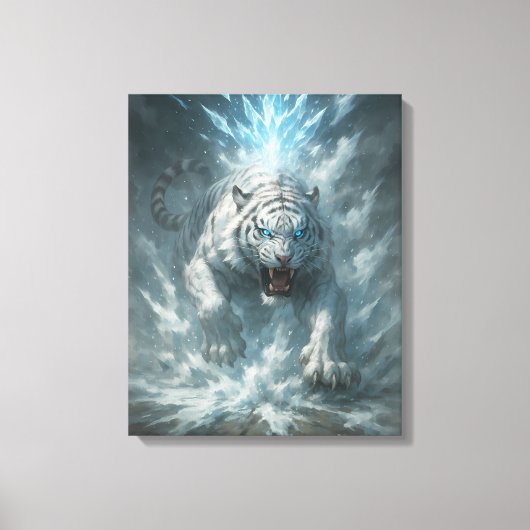 Witte Tijger van de Vorst – Keizer van het Bevrore Canvas Afdruk (Voorkant)