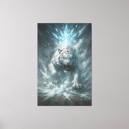 Witte Tijger van de Vorst – Keizer van het Bevrore Canvas Afdruk (Voorkant)