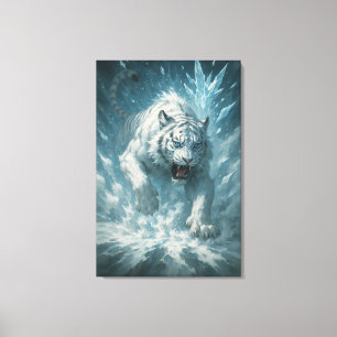 Witte Tijger van de Vorst - Keizer van het Bevrore Canvas Afdruk