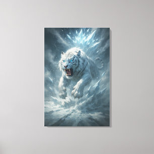 Witte Tijger van de Vorst - Keizer van het Bevrore Canvas Afdruk