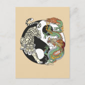 Witte tijger versus groene draak in de yin yang briefkaart (Voorkant)