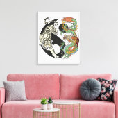 Witte tijger versus groene draak in de yin yang c canvas afdruk (Insitu (Woonkamer))