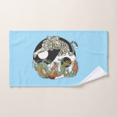 Witte tijger versus groene draak in de yin yang fl bad handdoek (Handdoek)