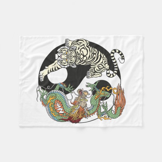 Witte tijger versus groene draak in de yin yang fleece deken (Voorkant (Horizontaal))