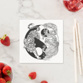 Witte tijger versus groene draak in de yin yang n servet (Insitu)
