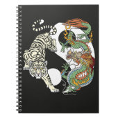 Witte tijger versus groene draak in de yin yang. notitieboek (Voorkant)