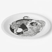 Witte tijger versus groene draak in de yin yang papieren bordje (Gekanteld)