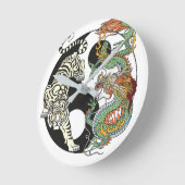 Witte tijger versus groene draak in de yin yang ronde klok (Hoek)