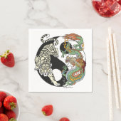 Witte tijger versus groene draak in de yin yang servet (Insitu)