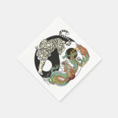Witte tijger versus groene draak in de yin yang servet (Hoek)