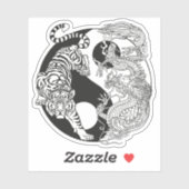 Witte tijger versus groene draak in de yin yang st sticker (Vel)