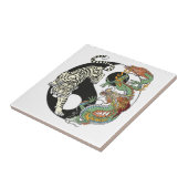 Witte tijger versus groene draak in de yin yang tegeltje (Zijkant)