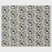 Witte tijger versus groene draak in de yin yang wr cadeaupapier (Vlak)