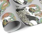 Witte tijger versus groene draak in de yin yang wr cadeaupapier (Rol Hoek)