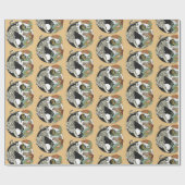 Witte tijger versus groene draak in de yin yang wr cadeaupapier (Vlak)