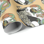 Witte tijger versus groene draak in de yin yang wr cadeaupapier (Rol Hoek)