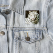 Witte tijger vierkante button 5,1 cm (In situ)