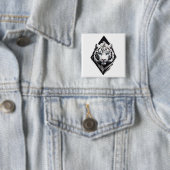 Witte tijger vierkante button 5,1 cm (In situ)