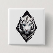 Witte tijger vierkante button 5,1 cm (Voorkant)