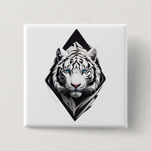 Witte tijger vierkante button 5,1 cm