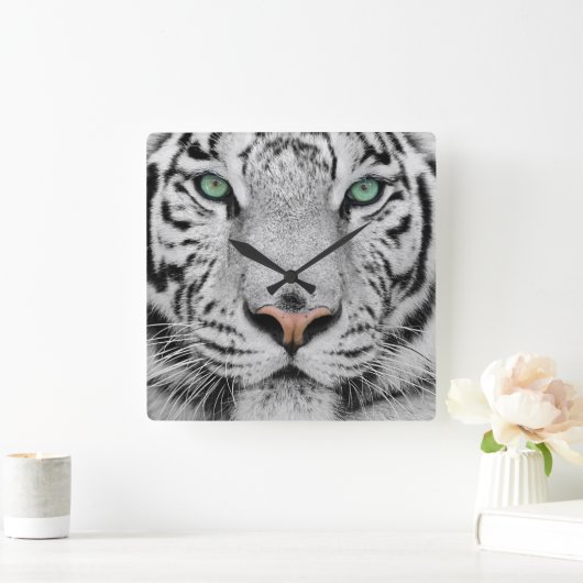 Witte tijger vierkante klok (Huis)