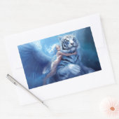 Witte tijger vliegen met Angel Rechthoekige Sticker (Envelop)