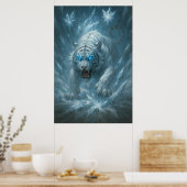 Witte Tijger Vorst – Keizer van het Bevroren Rijk Poster (Keuken)