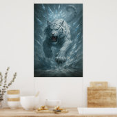 Witte Tijger – Vorstkoning IJsuitbarsting Afdaling Poster (Keuken)