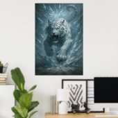 Witte Tijger – Vorstkoning IJsuitbarsting Afdaling Poster (Thuiskantoor)