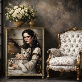 Witte Tijger Vrouw Elegante Fantasy Decoupage Tissuepapier