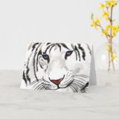 Witte Tijger Wenskaart Kaart (Gele Bloem)
