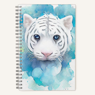 Witte Tijger Wilde Dier Natuur Waterverf Kunst Notitieboek