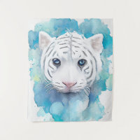 Witte Tijger Wilde Dier Natuur Waterverf Kunst