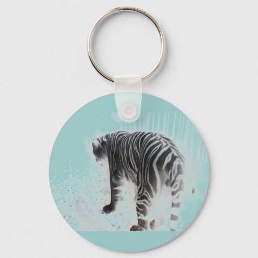 Witte tijger Wilde Dier Sleutelhanger (Voorkant)
