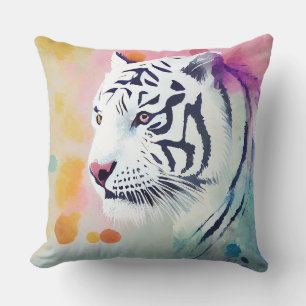 Witte Tijger Wilde Natuur Dierlijke Kleuren Kunst Kussen