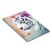 Witte Tijger Wilde Natuur Dierlijke Kleuren Kunst  Notitieboek (Rechterzijde)