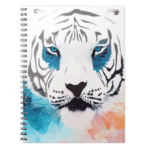 Witte Tijger Wilde Natuur Dierlijke Kleuren Kunst  Notitieboek