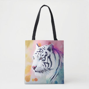 Witte Tijger Wilde Natuur Dierlijke Kleuren Kunst Tote Bag